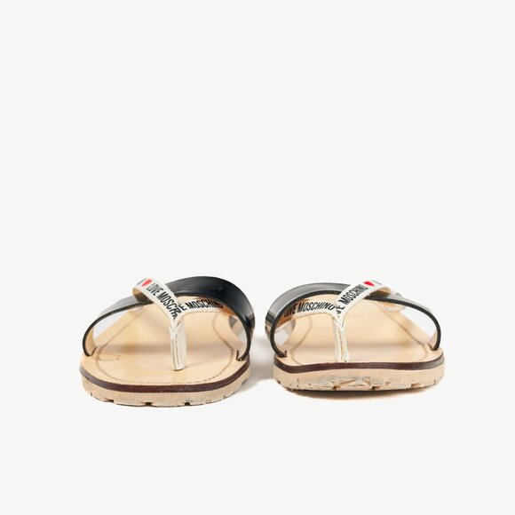 Love Moschino Black PVC Logo-Strap Thong Sandals - Picture 3 of 10